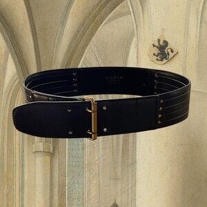 Alaïa Black Leather Corset Belt 1990